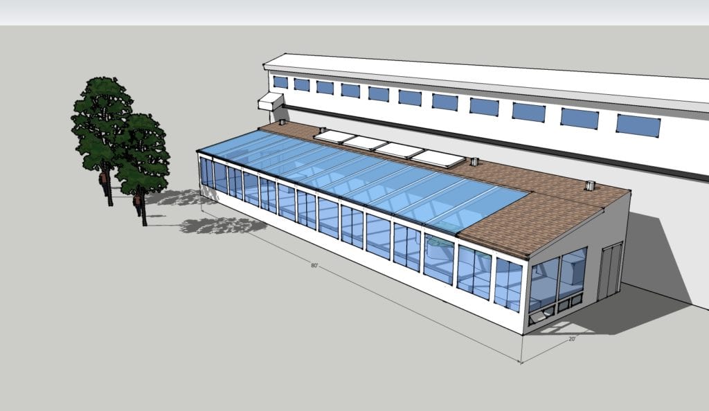 SketchUp Model for an attached solar greenhouse