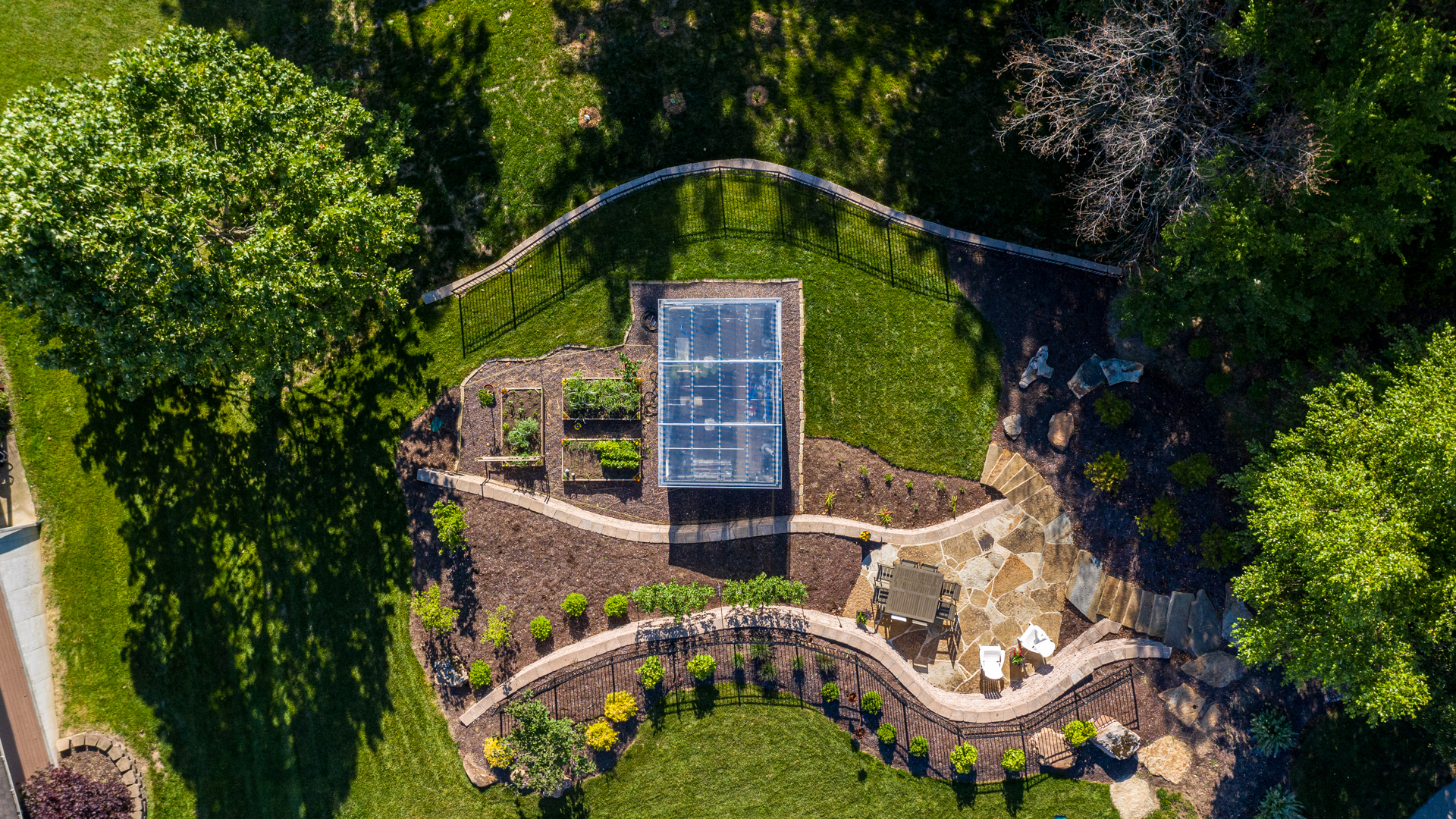 aerial view of efficient greenhouse design